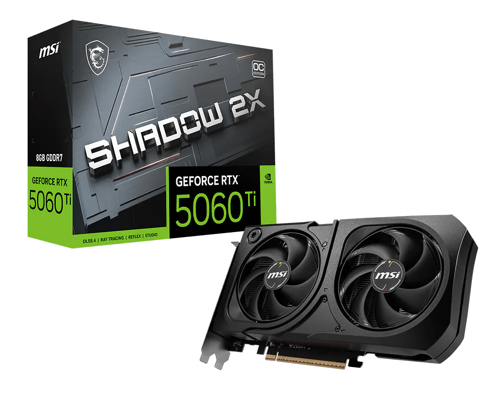 MSI GeForce RTX 5060 Ti Ventus 2X OC 8GB Graphics Card and Retail Box
