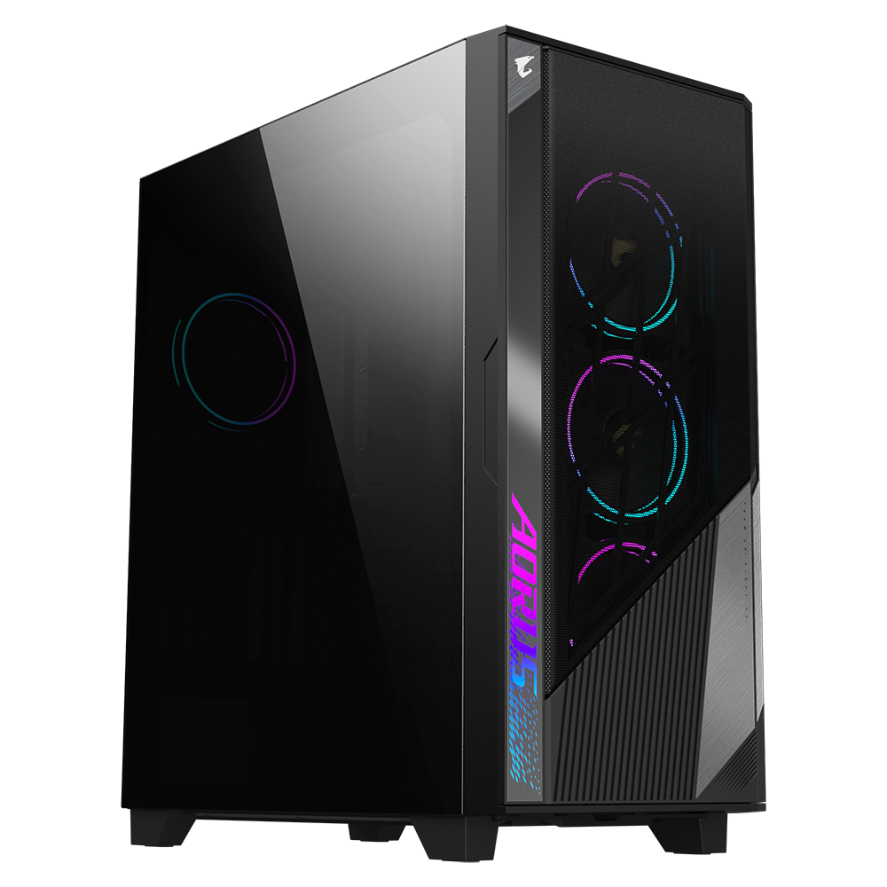 Gigabyte AORUS C500 GLASS Mid-Tower E-ATX / ATX / Micro-ATX / Mini-ITX Gaming Cabinet — Black (4× 120mm ARGB Fans)