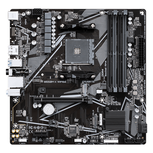 Gigabyte B550M K WIFI6E AMD B550 Micro-ATX Motherboard — AM4 | DDR4 | Wi-Fi 6E | PCIe 4.0