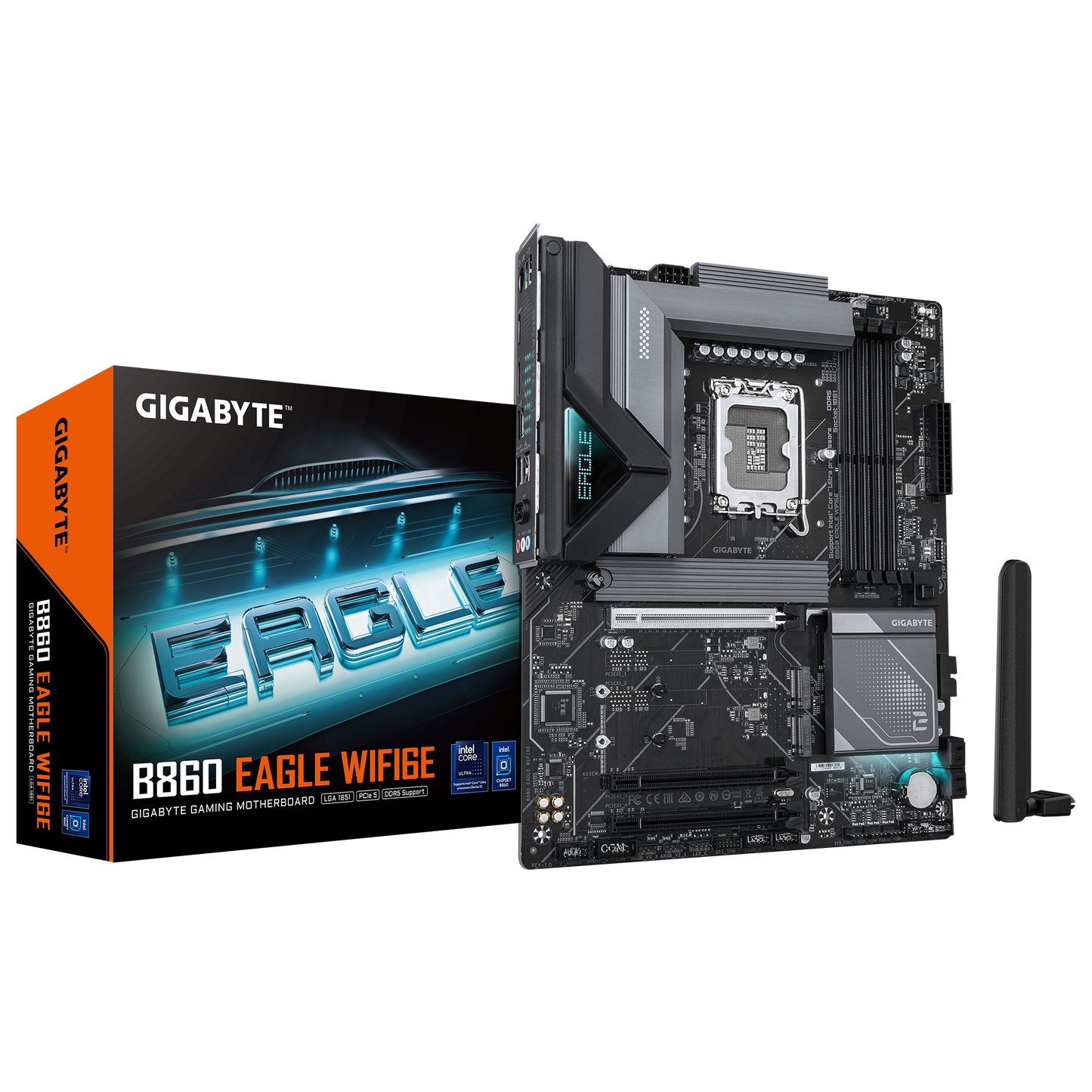 Gigabyte B860 Eagle WiFi6E Motherboard with Intel chipset and DDR5 memory slots