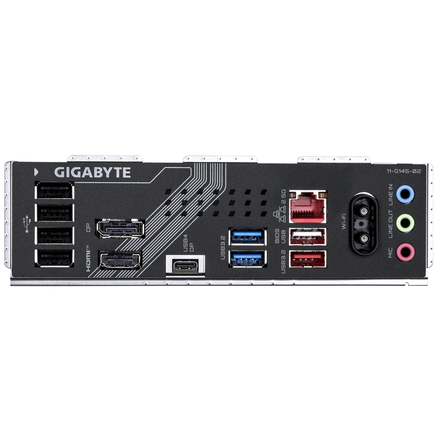 Gigabyte B860 Gaming X WiFi6E Motherboard rear connectivity panel