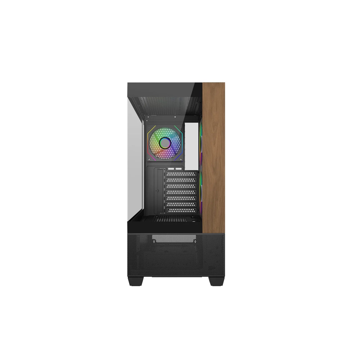 Cooler Master Elite 690 Black ATX Mid-Tower Case Front View featuring a Modern Brushed Finish