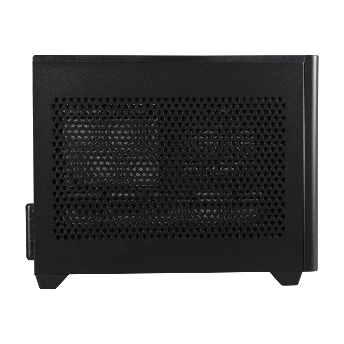 Rear Perspective of NR200 White highlighting Triple-Slot GPU Support and Vertical Mount Capability