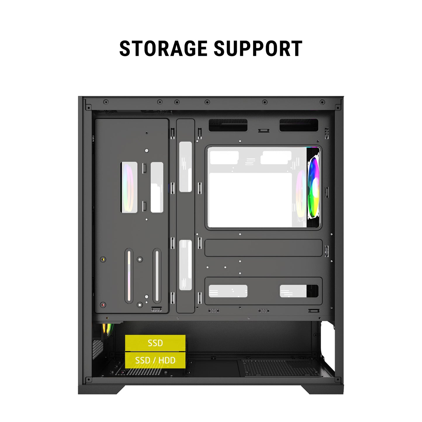 Ant Esports EVO 360 Mid-Tower E-ATX / ATX / Micro-ATX / Mini-ITX Gaming Cabinet — Black (4× 120mm ARGB Fans)