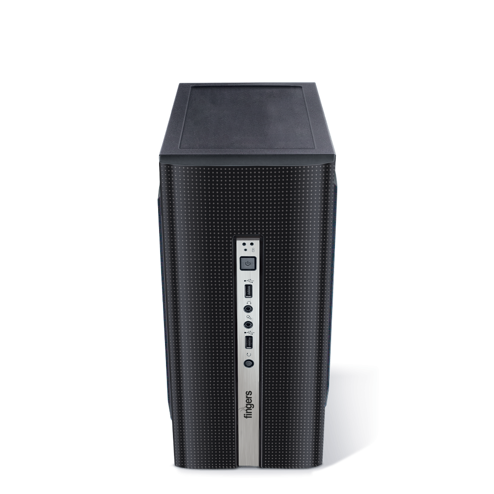 Fingers Turbo-Mini Micro-ATX Case Front View featuring a Sleek Professional Brushed Finish