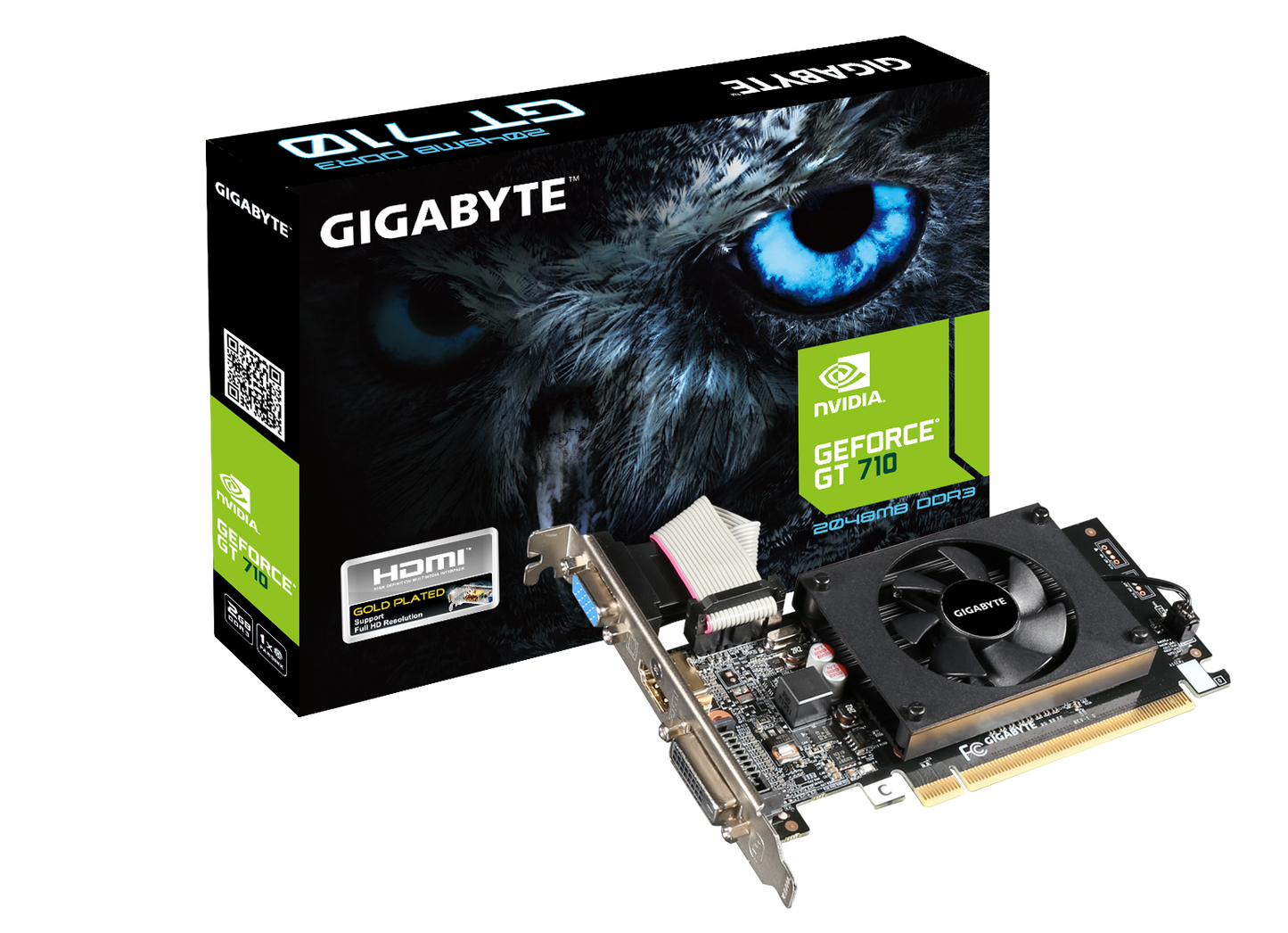 Gigabyte GeForce GT 710 2GB DDR3 Low Profile Graphics Card and Retail Box