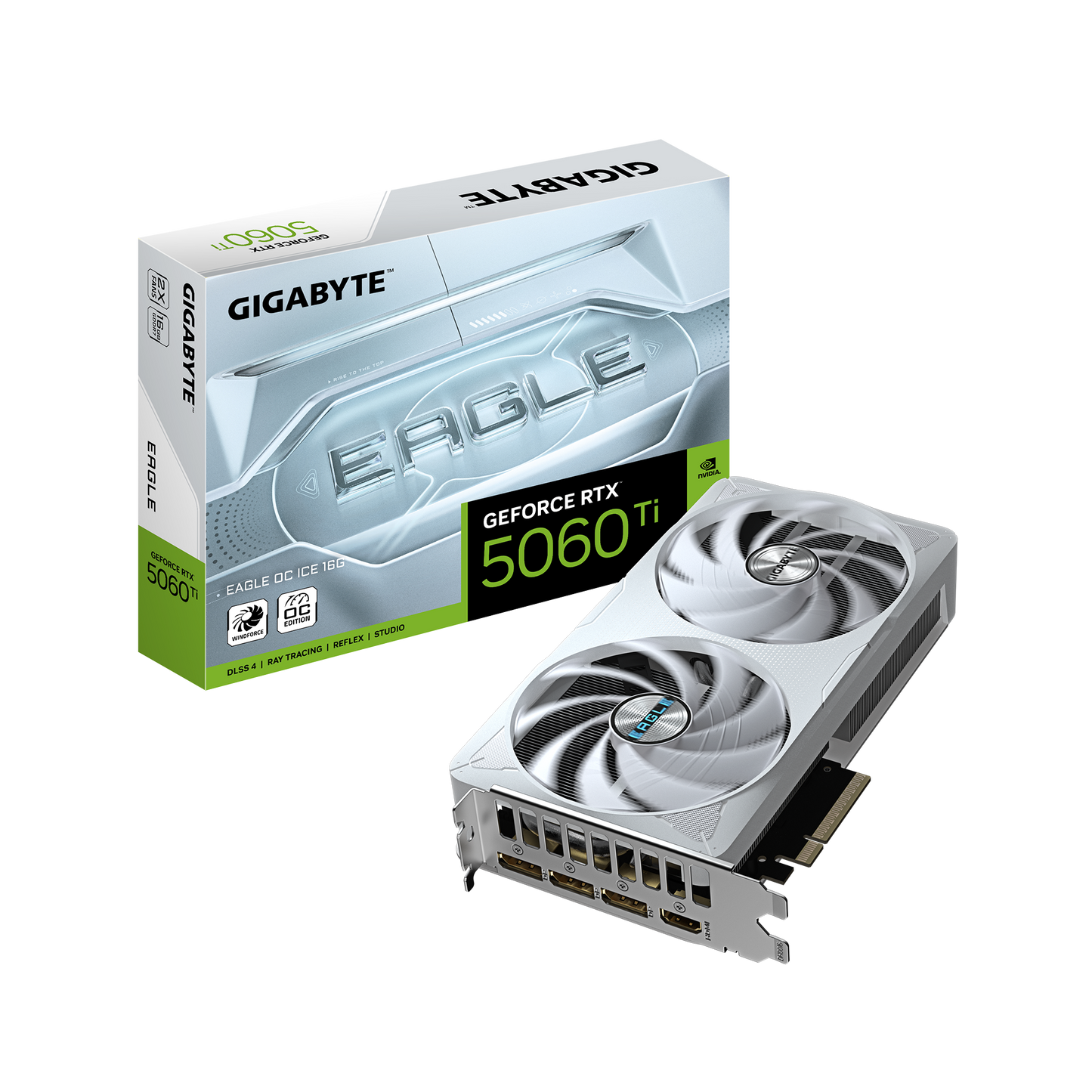 Gigabyte GeForce RTX 5060 Ti EAGLE OC ICE 16GB White Graphics Card and Box