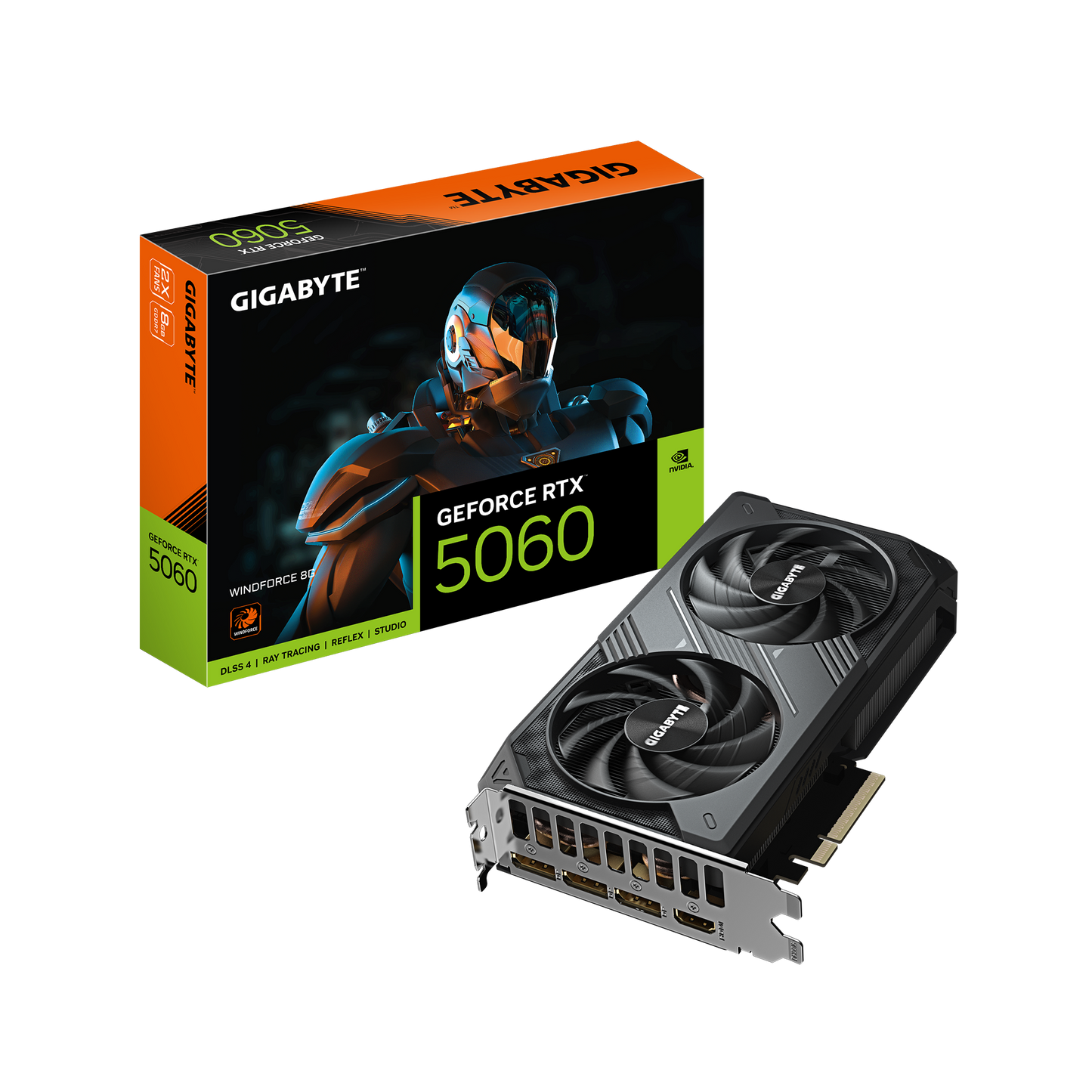 Gigabyte GeForce RTX 5060 WINDFORCE 8GB Graphics Card and Retail Box