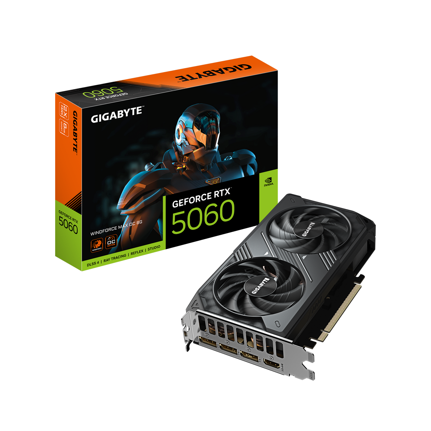 Gigabyte GeForce RTX 5060 WINDFORCE MAX OC 8GB Graphics Card and Retail Box