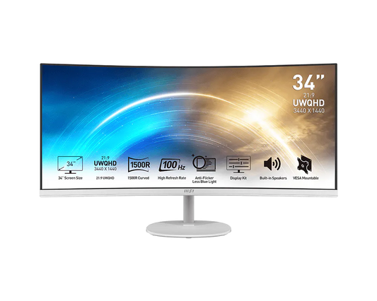 MSI PRO MP341CQW 34" UWQHD Curved Business Monitor — 100Hz | 1500R