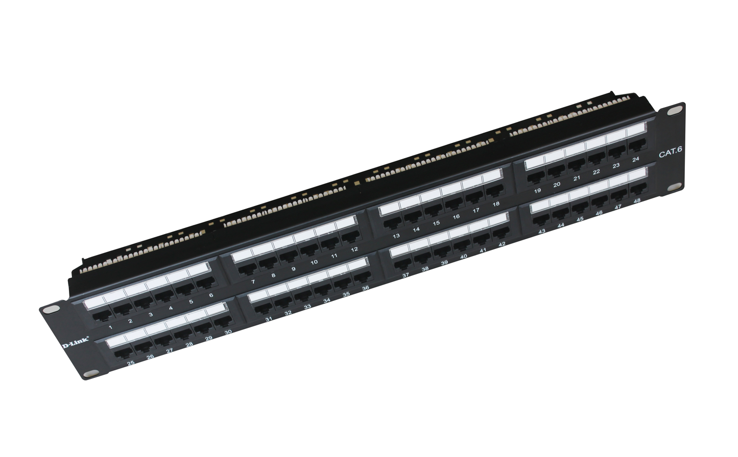 D-Link Cat6 UTP Loaded Patch Panel — 24 Port / 48 Port | 1U / 2U | Black | NPP-C61BLK241 / NPP-C61BLK481