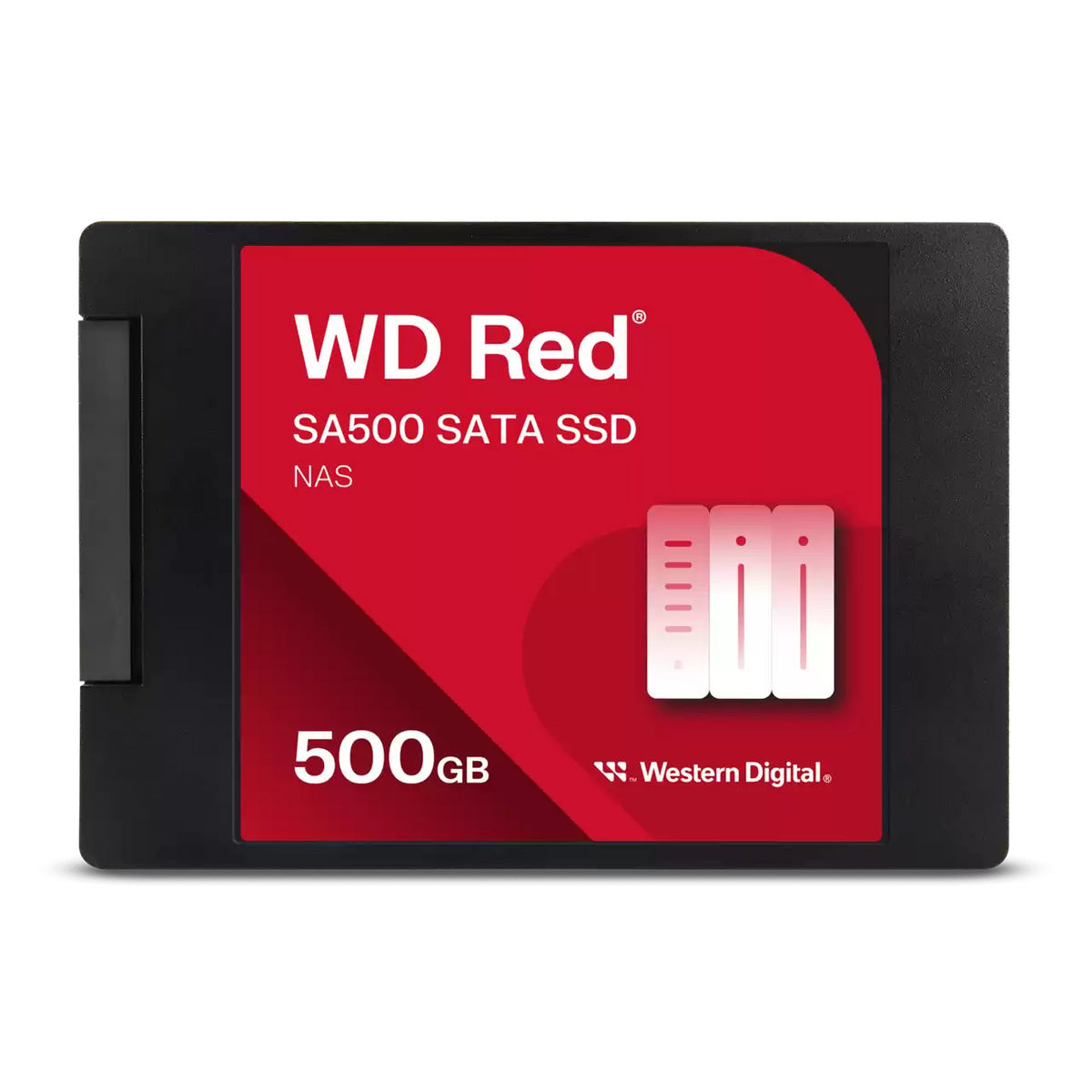 WD Red SA500 NAS SATA Internal SSD 500GB highlighting high-speed NAS caching and storage