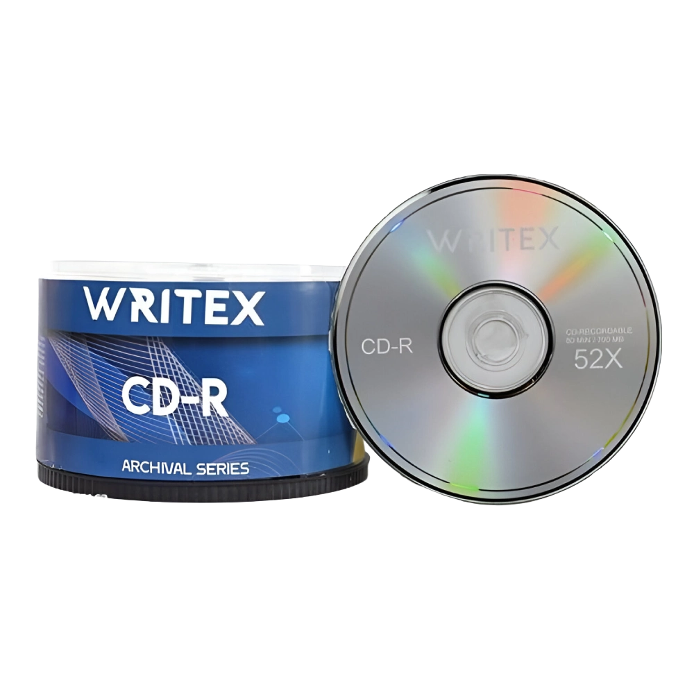 Writex CD-R Blank Discs — 700MB | 80 Min | 52x Write Speed | Branded Silver Surface | Pack of 50 | Compatible with All CD-R Drives