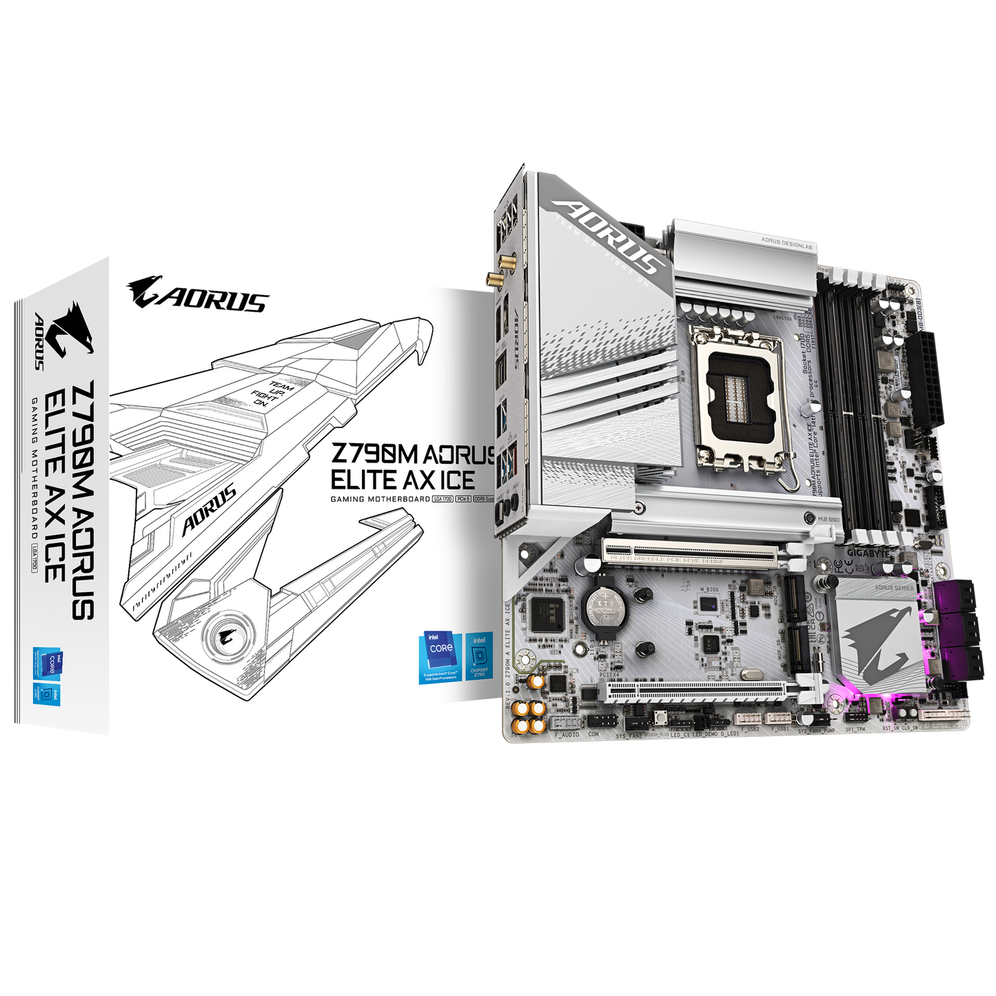 Gigabyte Z790M AORUS ELITE AX ICE White Micro-ATX Motherboard