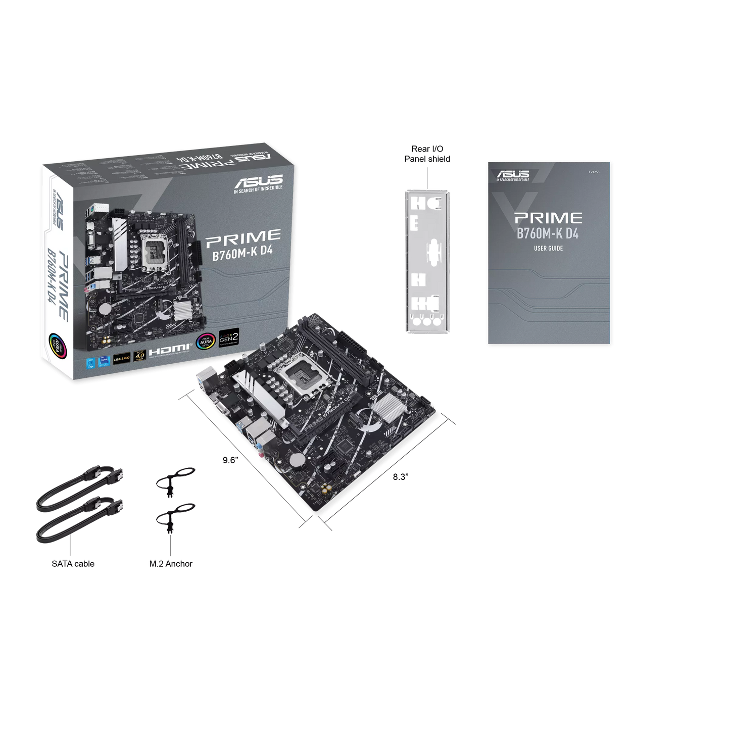 ASUS PRIME B760M-K D4 Intel B760 Micro-ATX Motherboard — LGA1700 | DDR4 | 2.5GbE | PCIe 4.0 | Aura Sync