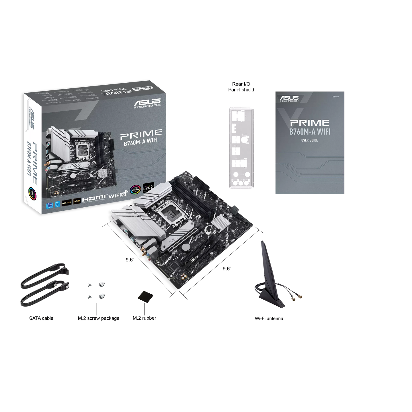 ASUS PRIME B760M-A WIFI Intel B760 Micro-ATX Motherboard — LGA1700 | DDR5 | Wi-Fi 6 | 2.5GbE | PCIe 4.0 | Aura Sync