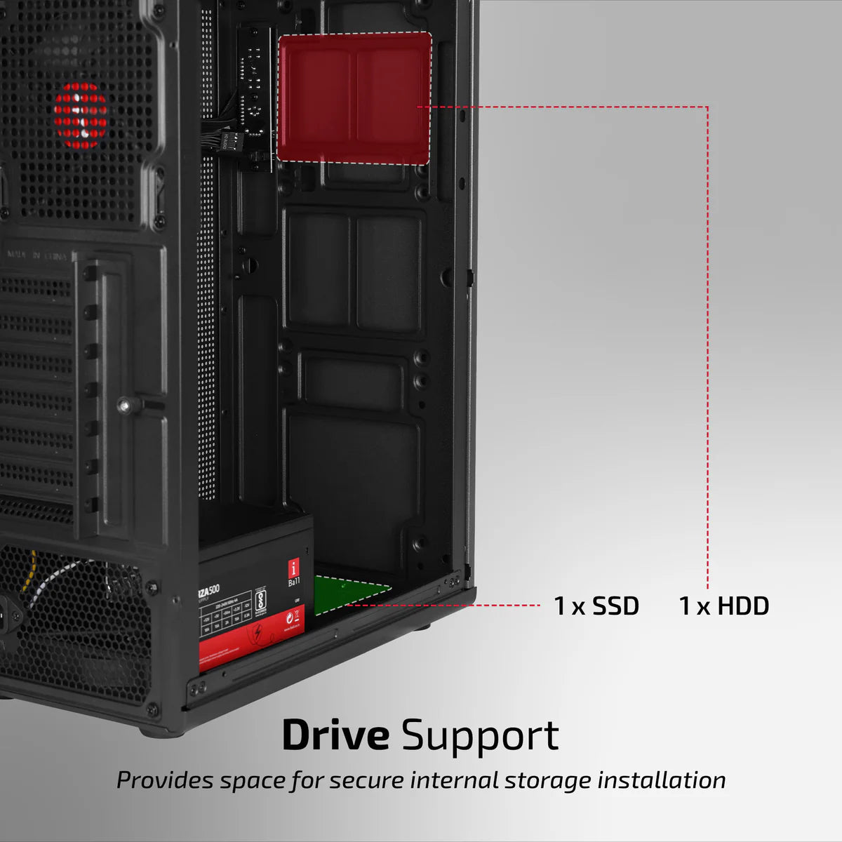 iBall AT:10 Mid-Tower ATX / Micro-ATX PC Cabinet with SMPS — Grey