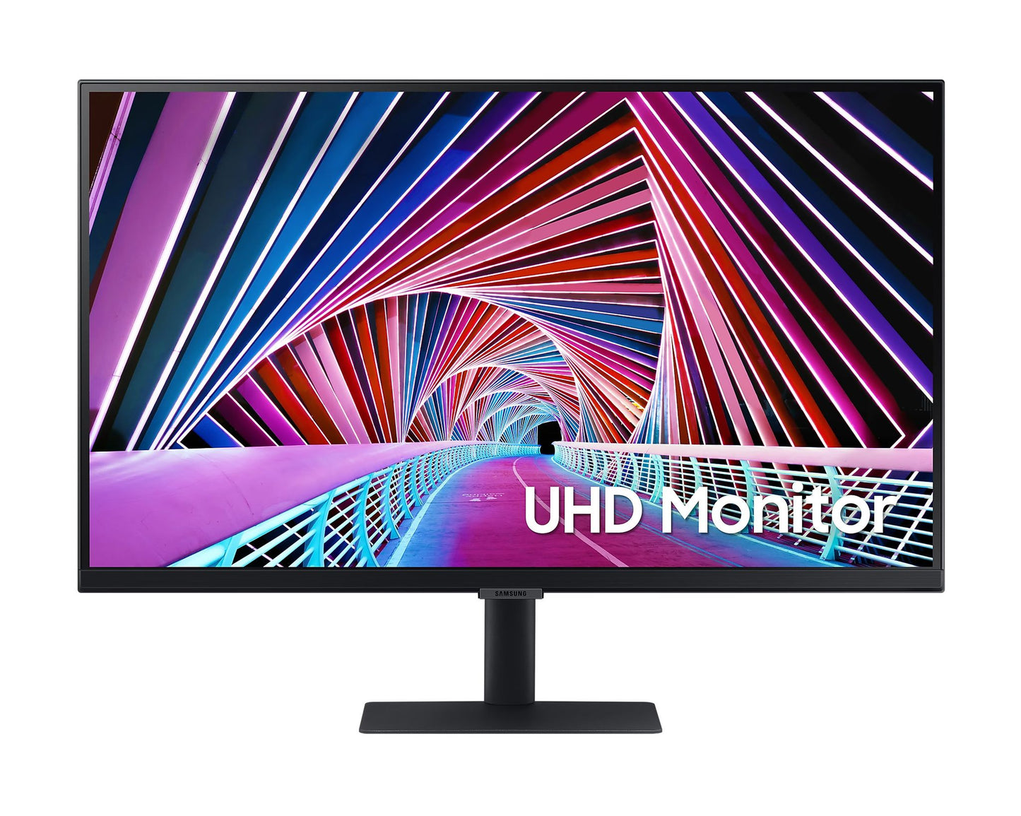 Samsung S7 27-inch 4K UHD monitor featuring a minimalist bezel-less design and HDR10 support for professional-grade color accuracy.