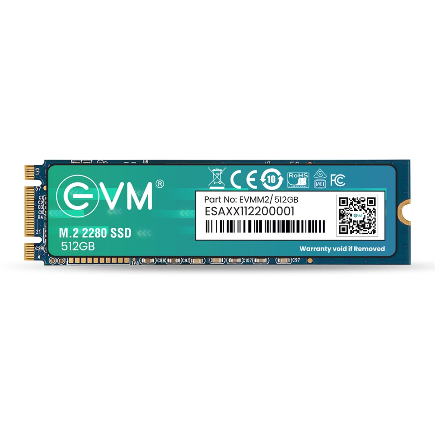 EVM M.2 2280 SATA SSD — 256GB / 512GB | 3D TLC NAND | Up to 550 MB/s Read | 10-Year Warranty