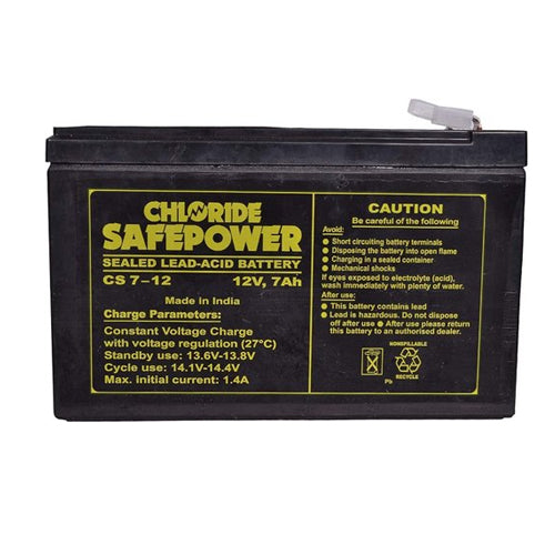 Exide Chloride Safepower CS 7-12 SMF UPS Battery — 12V 7AH | Sealed Maintenance Free | VRLA