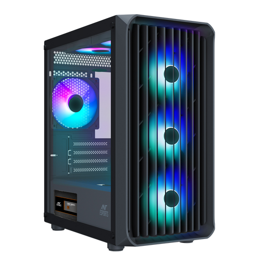 Ant Esports 205 Mini 6F Mini-Tower Micro-ATX / Mini-ITX Gaming Cabinet – Black (6x 120mm Fans)