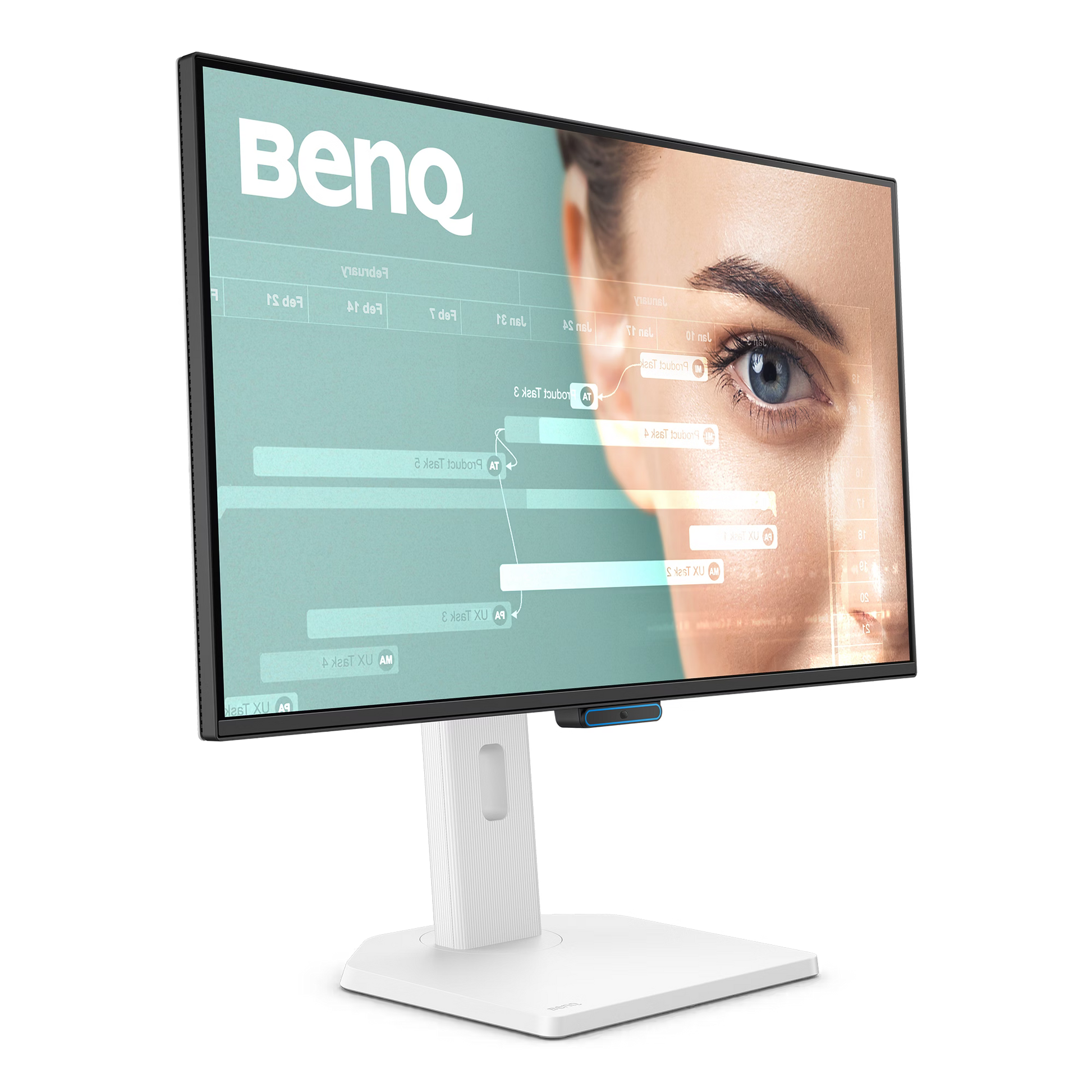 Full frontal view of the BenQ GW2790TC monitor showcasing the vibrant 1080p IPS display and integrated noise-canceling microphone.
