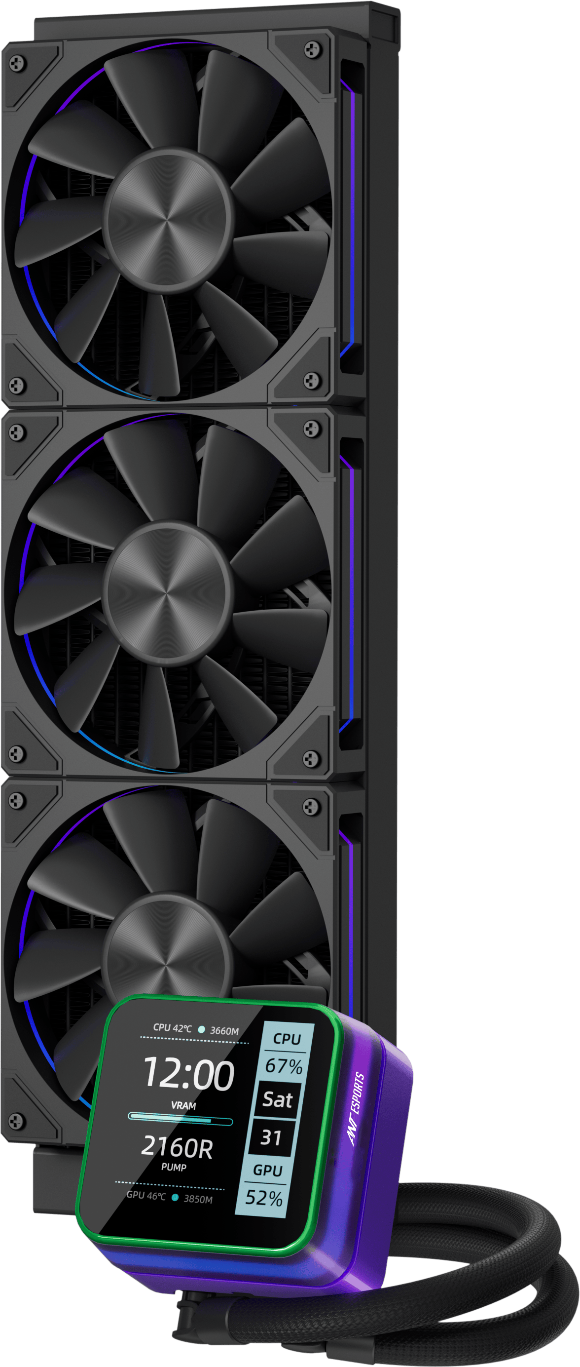 Ant Esports Glacius-D ARGB AIO Liquid Cooler with LCD Display — Black | 240mm / 360mm | Intel LGA1851/1700 / AMD AM5