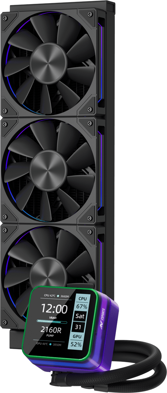 Ant Esports Glacius-D ARGB AIO Liquid Cooler with LCD Display — Black | 240mm / 360mm | Intel LGA1851/1700 / AMD AM5