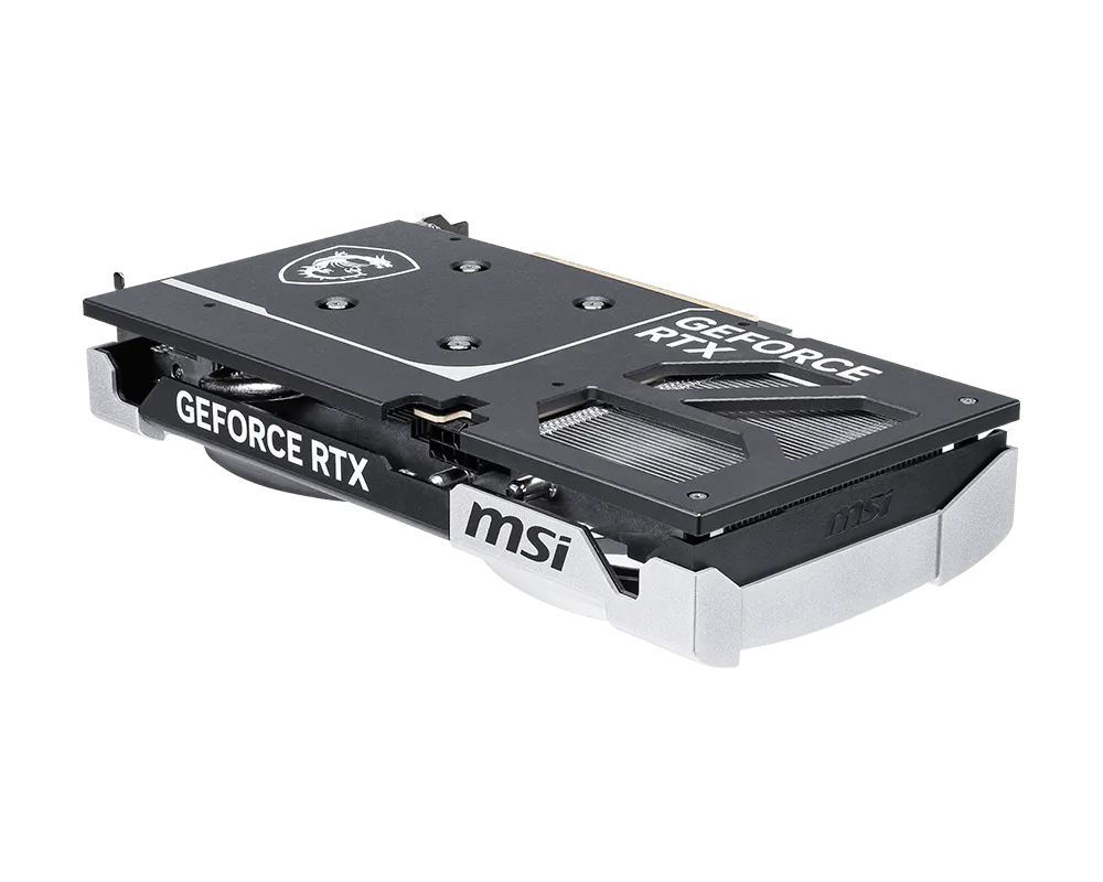 NVIDIA RTX 5060 Ti V2X OC graphics card side profile with compact dual fan design
