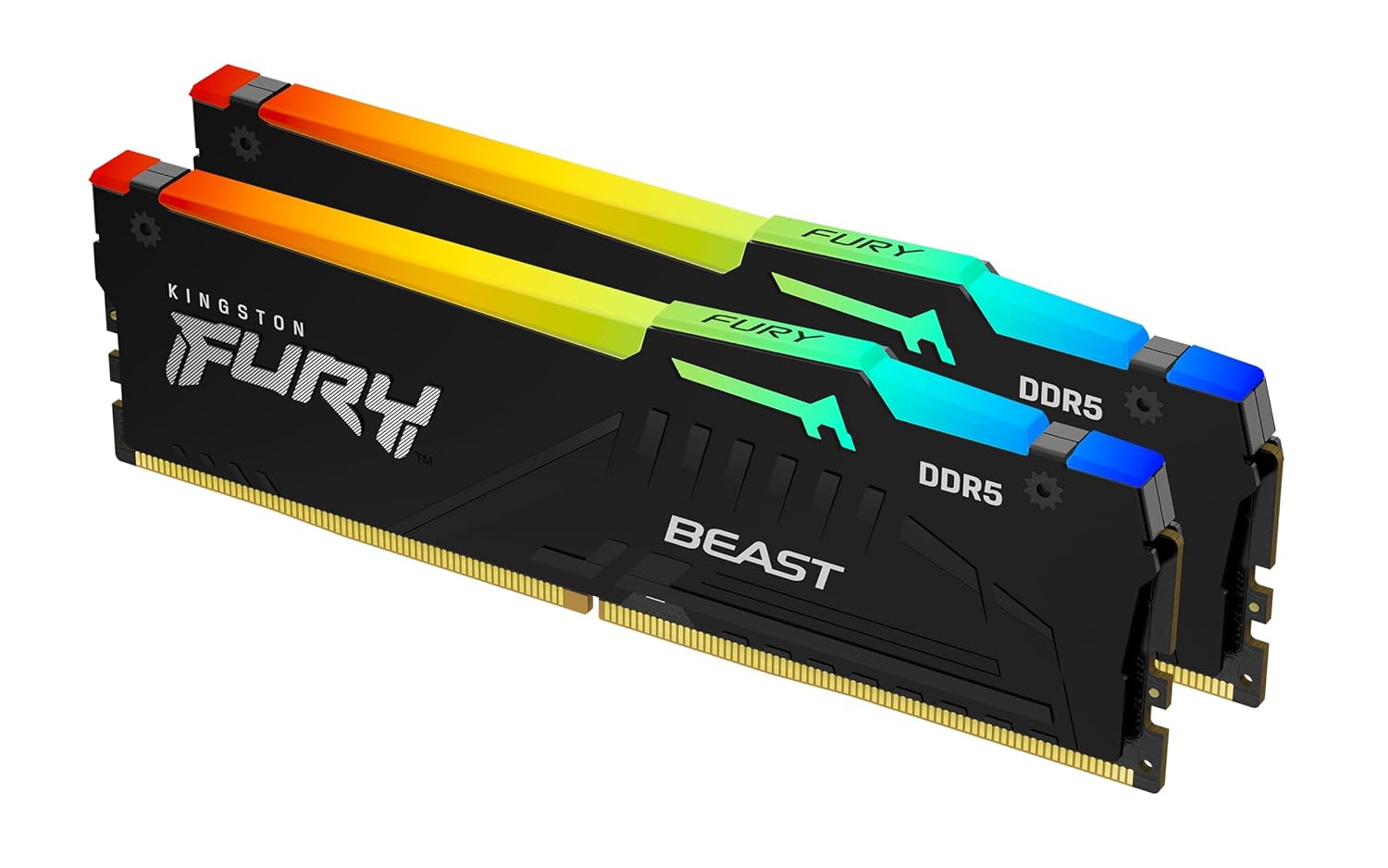 Kingston FURY Beast DDR5 RGB 64GB (2×32GB) DDR5-6000 CL30 Desktop Memory Kit — Black | Intel XMP 3.0 / AMD EXPO