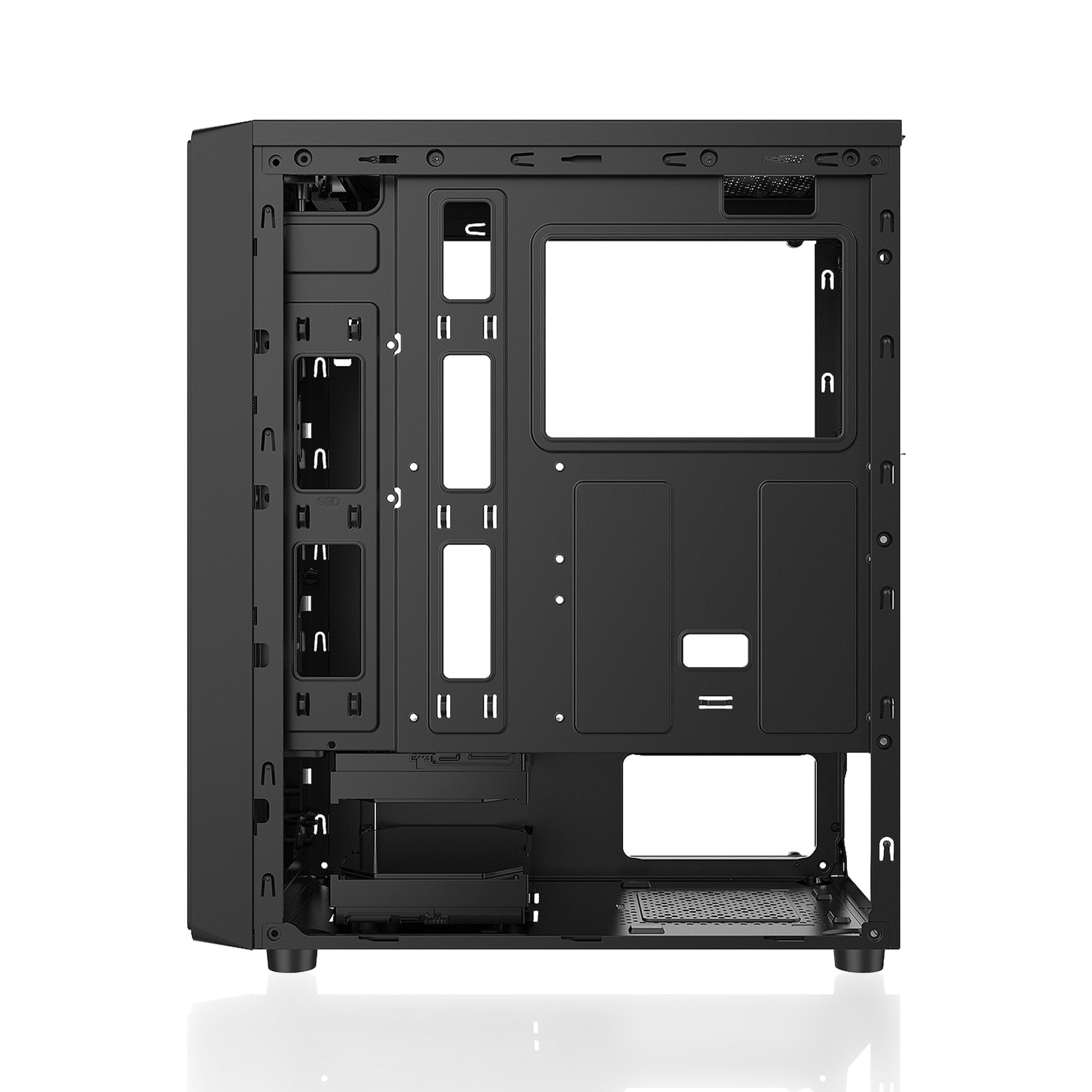 Close-up of Black CORSAIR iCUE LINK LX120 Frame with Anti-Vibration Rubber Dampeners
