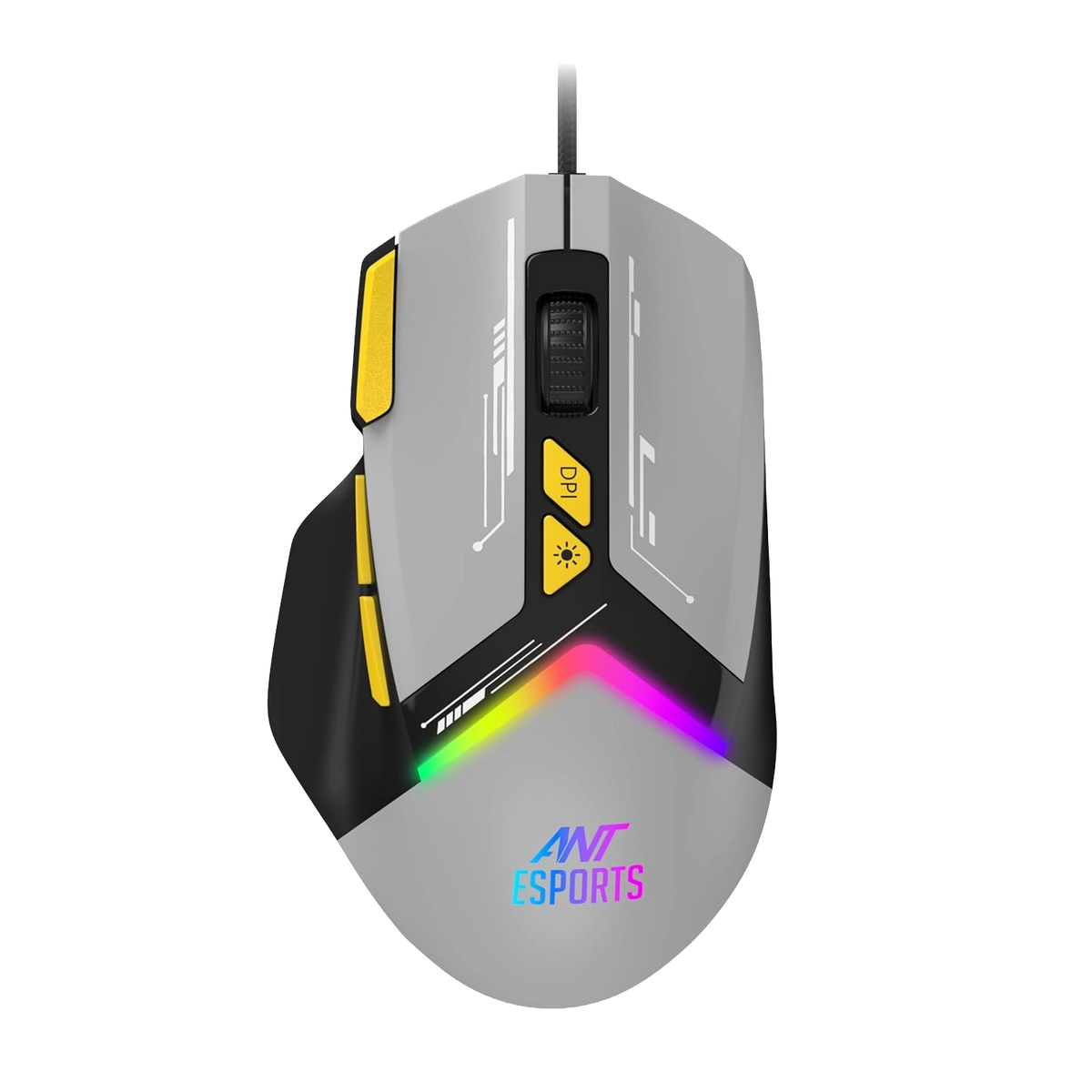 Ant Esports GM333 Wired Optical RGB Gaming Mouse — Up to 12800 DPI | 6 DPI Levels | 1000Hz Polling Rate | 8 Programmable Buttons | Huano Switches | RGB | 1.5m Braided Cable (Black)