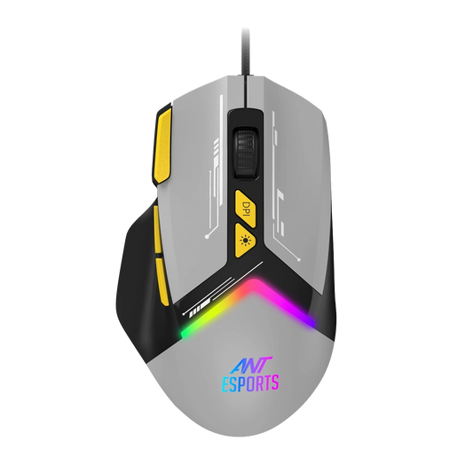 Ant Esports GM333 Wired Optical RGB Gaming Mouse — Up to 12800 DPI | 6 DPI Levels | 1000Hz Polling Rate | 8 Programmable Buttons | Huano Switches | RGB | 1.5m Braided Cable (Black)