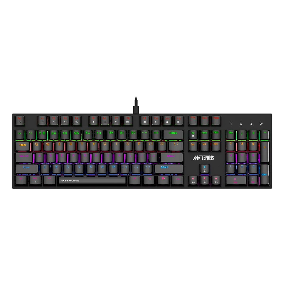 Ant Esports MK3200 V2 Wired Mechanical Gaming Keyboard — 104 Keys | ANT Blue Switches | Multicolour LED Backlit | 26-Key Anti-Ghosting | Double-Injection Keycaps | 1.5m Braided Cable (Black)