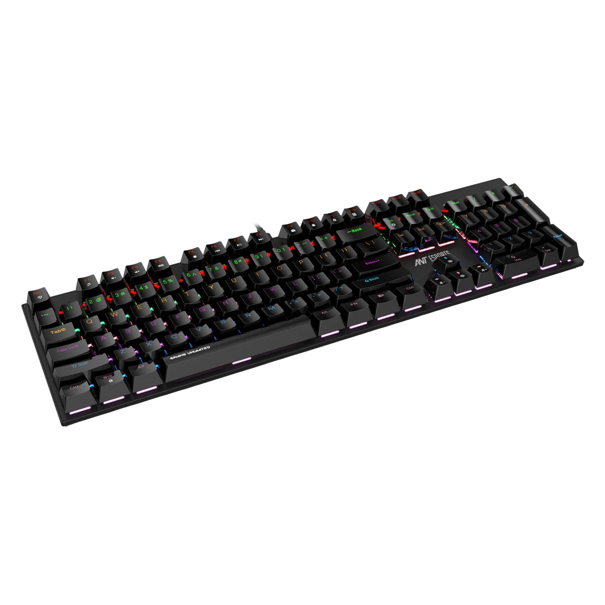 Ant Esports MK3200 V2 Wired Mechanical Gaming Keyboard — 104 Keys | ANT Blue Switches | Multicolour LED Backlit | 26-Key Anti-Ghosting | Double-Injection Keycaps | 1.5m Braided Cable (Black)