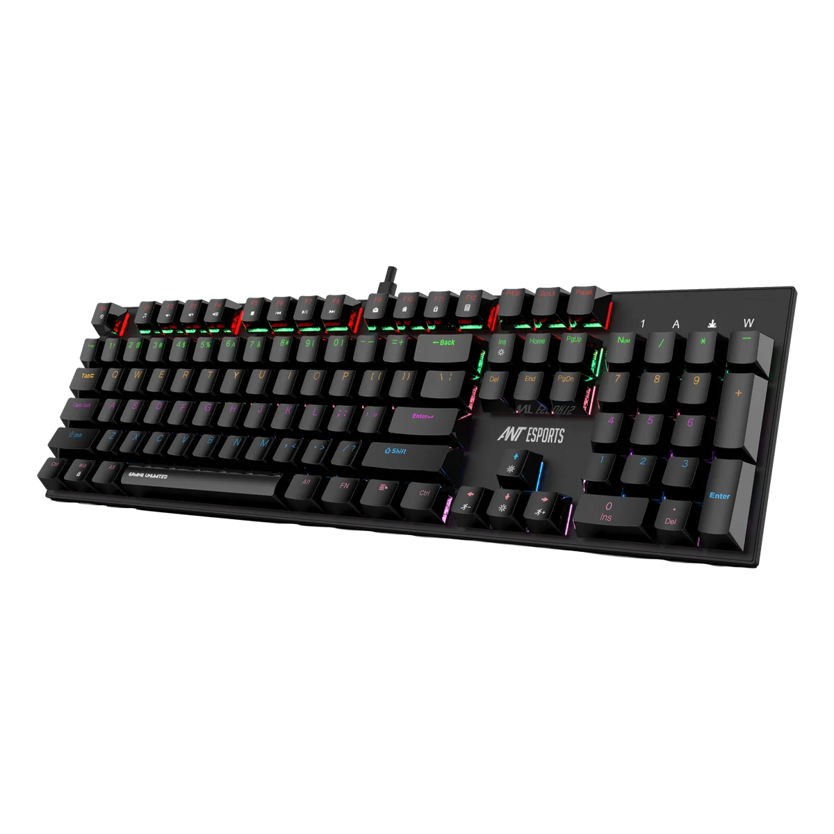 Ant Esports MK3200 V2 Wired Mechanical Gaming Keyboard — 104 Keys | ANT Blue Switches | Multicolour LED Backlit | 26-Key Anti-Ghosting | Double-Injection Keycaps | 1.5m Braided Cable (Black)