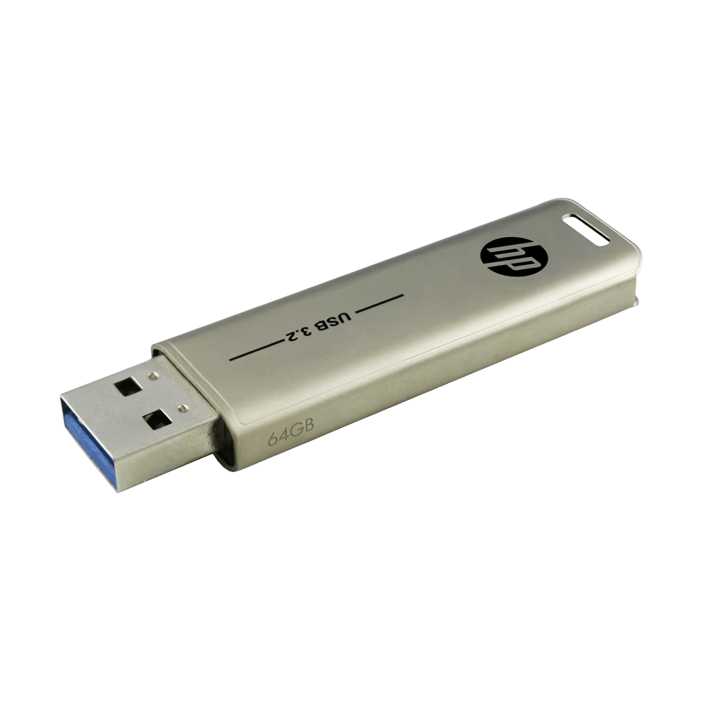 HP x796w 64GB USB 3.2 Flash Drive (AN1J8AA#ACJ) — USB 3.2 Gen 1 | Up to 75 MB/s Read | Metal Casing | Push-Pull Capless Design | Built-in Keyhole | Backward Compatible USB 2.0 | HP India Warranty