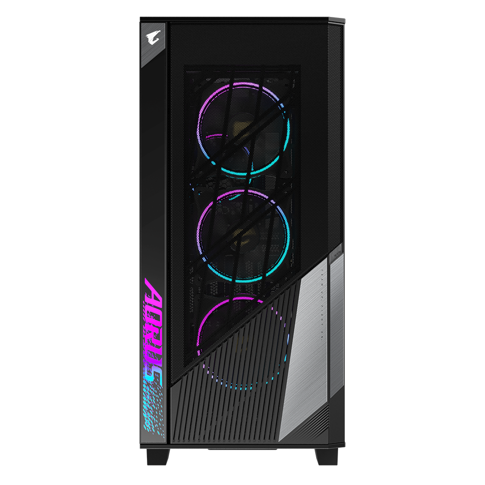 Gigabyte AORUS C500 GLASS Mid-Tower E-ATX / ATX / Micro-ATX / Mini-ITX Gaming Cabinet — Black (4× 120mm ARGB Fans)