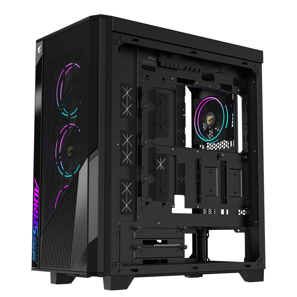 Gigabyte AORUS C500 GLASS Mid-Tower E-ATX / ATX / Micro-ATX / Mini-ITX Gaming Cabinet — Black (4× 120mm ARGB Fans)