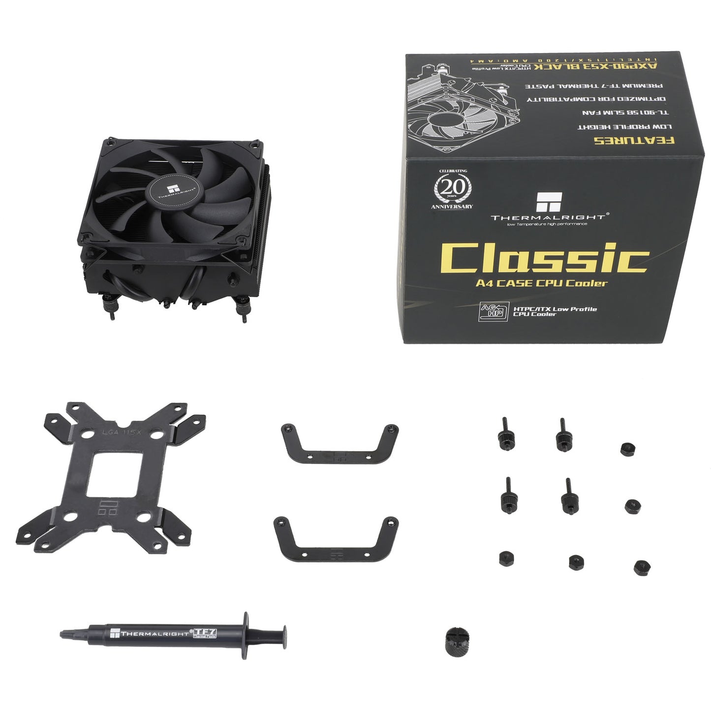 Thermalright AXP90-X53 Black Low-Profile Top-Flow CPU Cooler — Intel LGA1851/1700 / AMD AM5/AM4 | 150W TDP