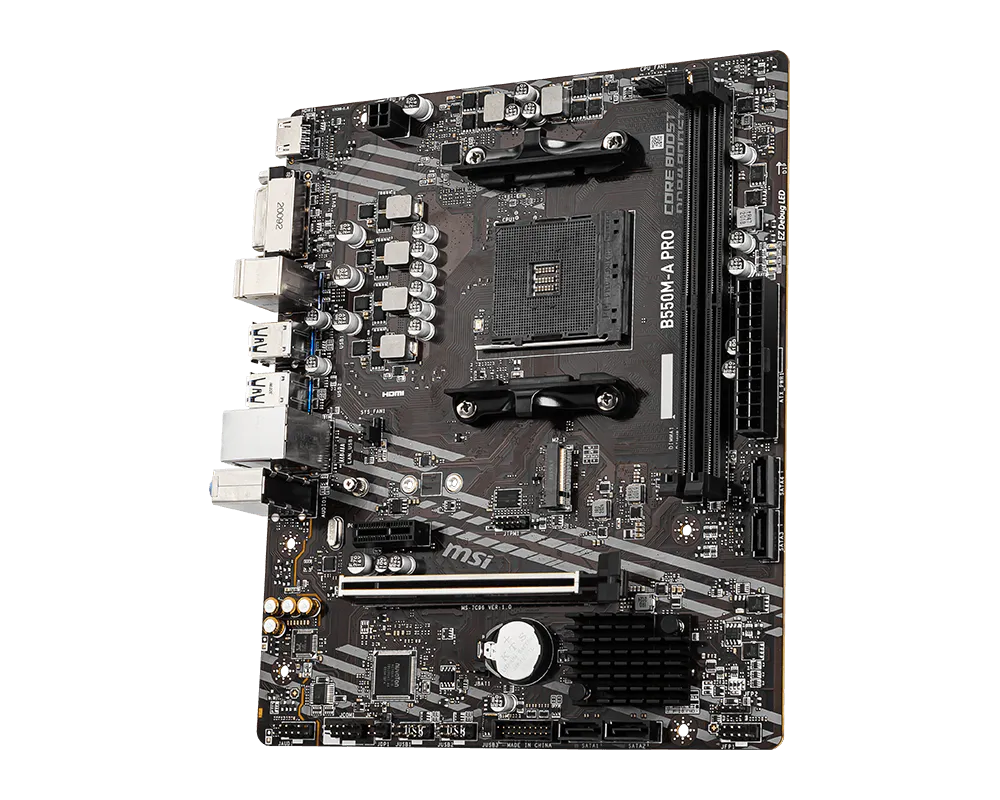 Gigabyte B550M AORUS ELITE AX Layout with 4x DDR4 Slots

