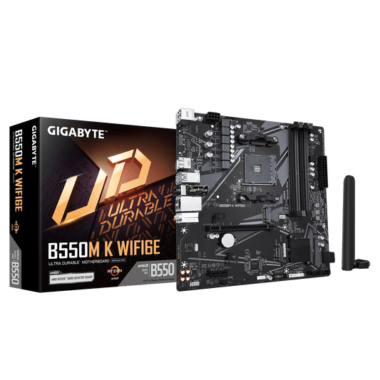 Gigabyte B550M K WIFI6E AMD B550 Micro-ATX Motherboard — AM4 | DDR4 | Wi-Fi 6E | PCIe 4.0