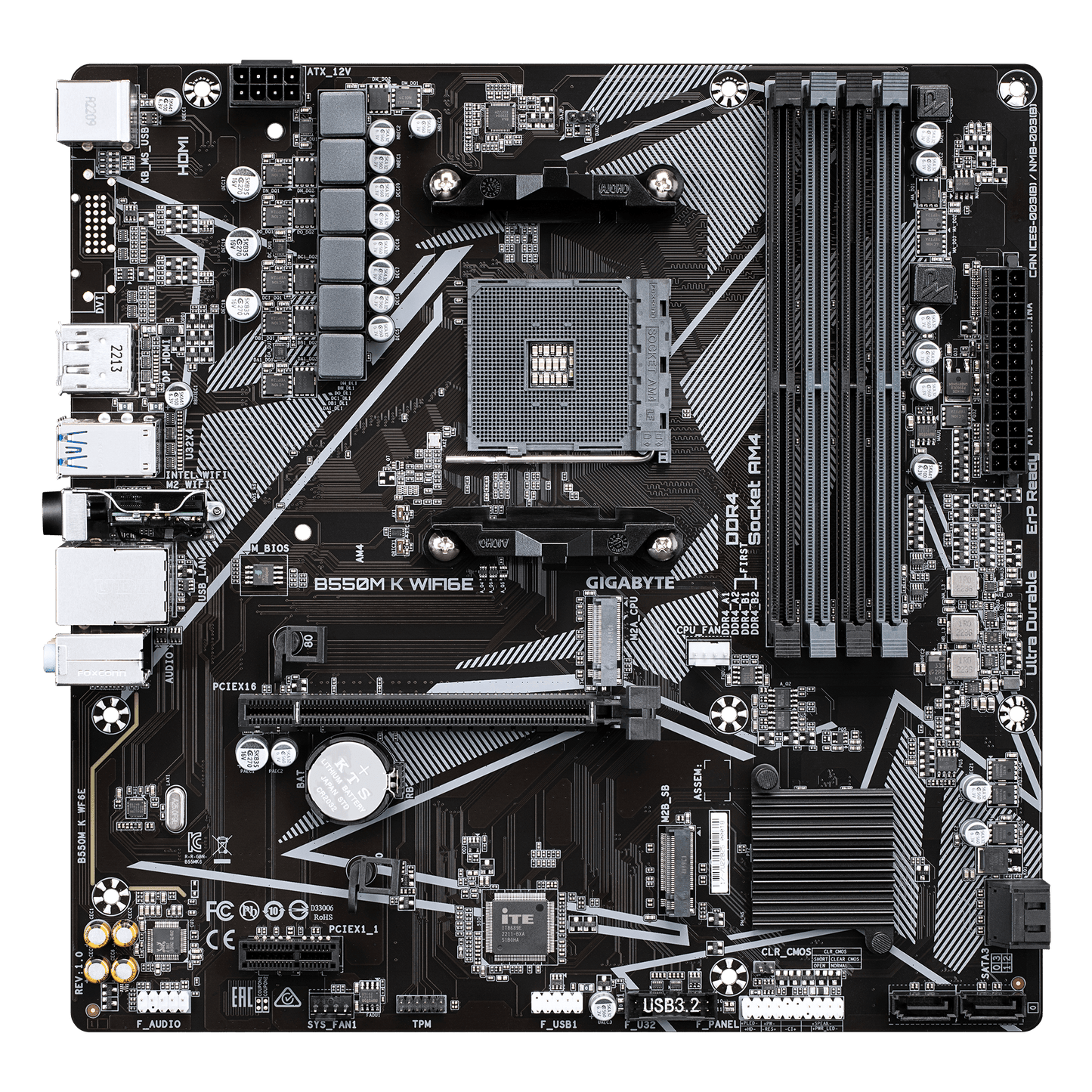 Gigabyte B550M K WIFI6E AMD B550 Micro-ATX Motherboard — AM4 | DDR4 | Wi-Fi 6E | PCIe 4.0