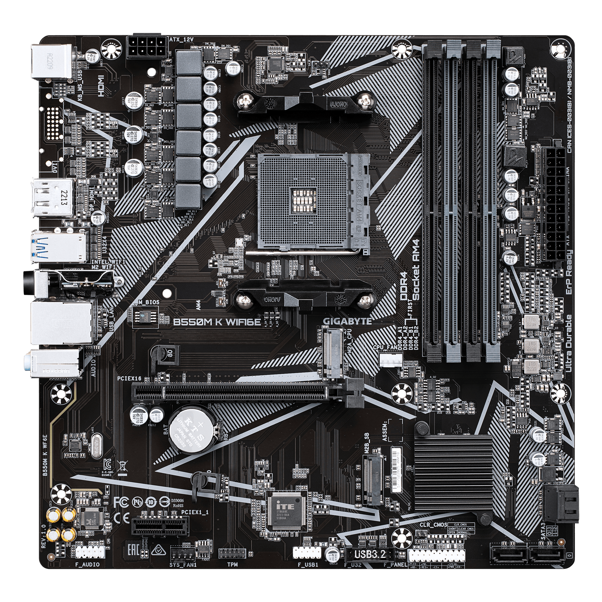 Gigabyte B550M K WIFI6E AMD B550 Micro-ATX Motherboard — AM4 | DDR4 | Wi-Fi 6E | PCIe 4.0