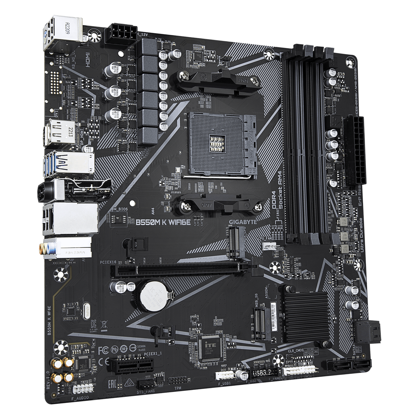 Gigabyte B550M K WIFI6E AMD B550 Micro-ATX Motherboard — AM4 | DDR4 | Wi-Fi 6E | PCIe 4.0