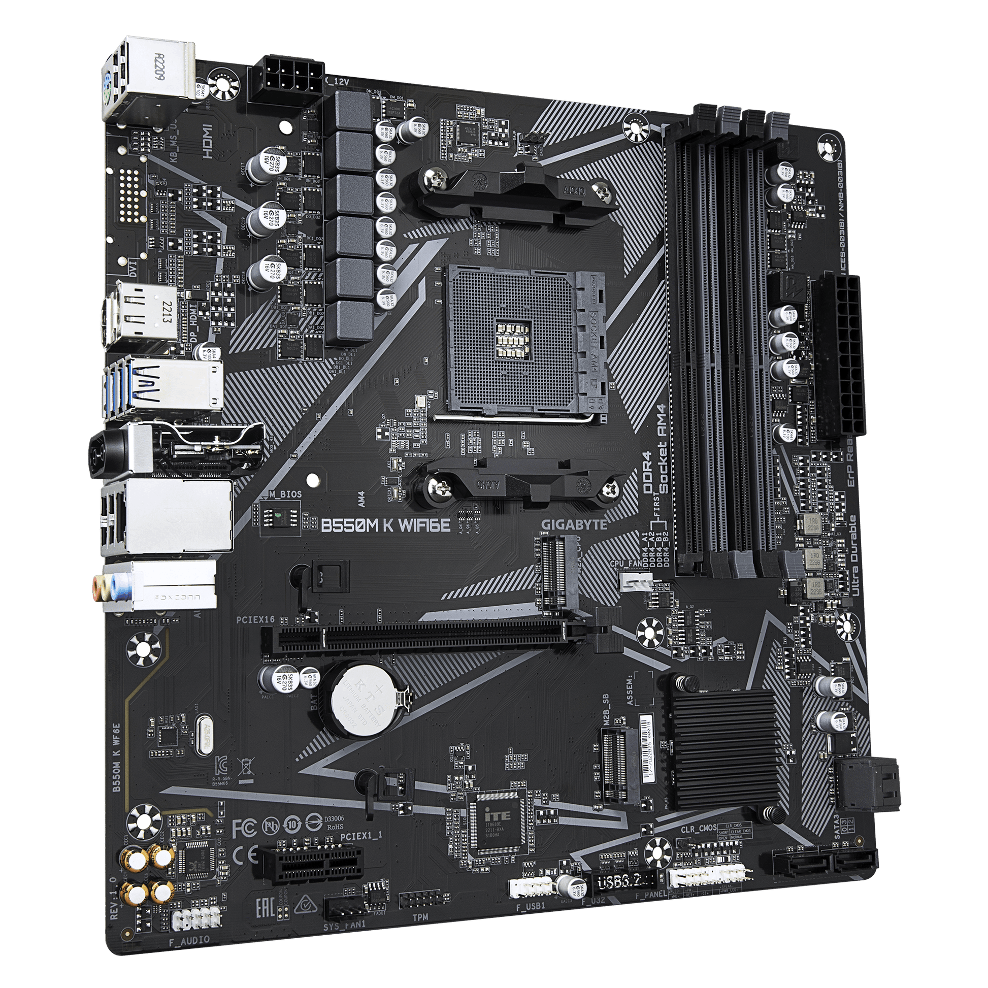 Gigabyte B550M K WIFI6E AMD B550 Micro-ATX Motherboard — AM4 | DDR4 | Wi-Fi 6E | PCIe 4.0