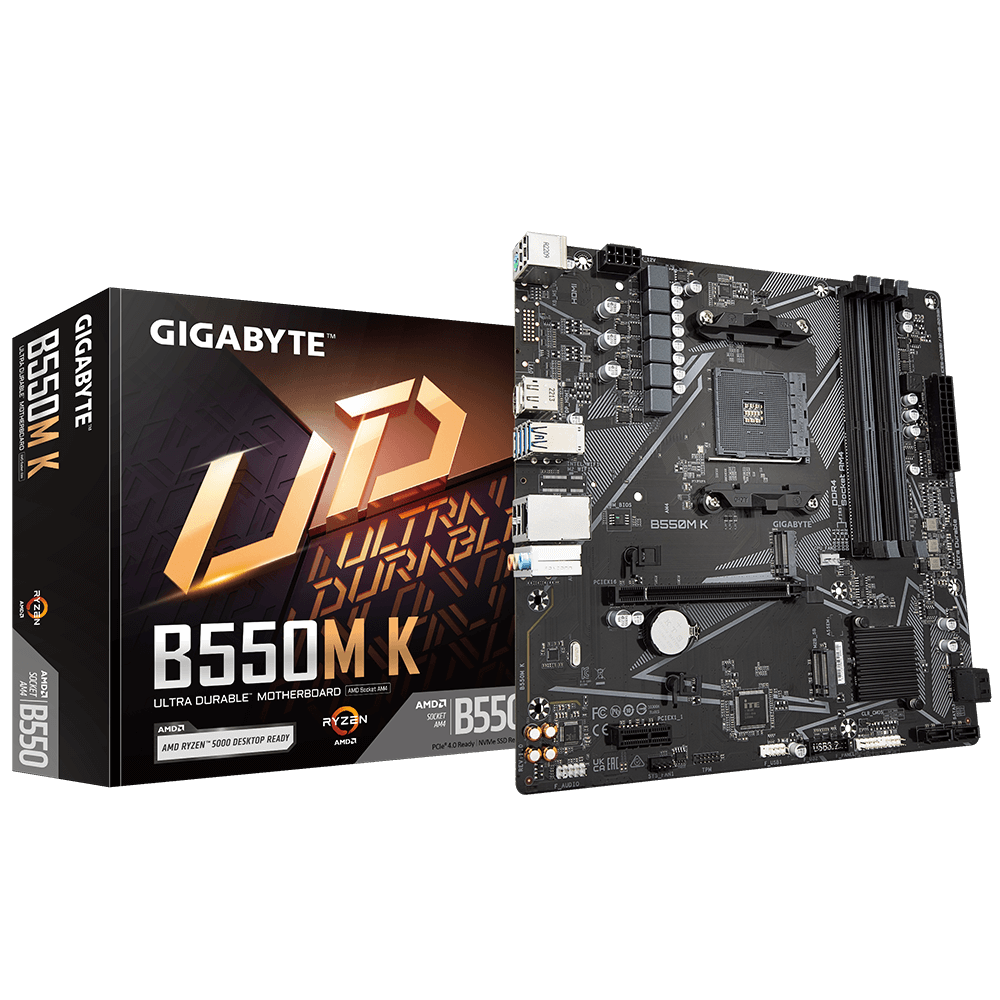 Gigabyte B550 M K Motherboard with AM4 socket and DDR4 slots