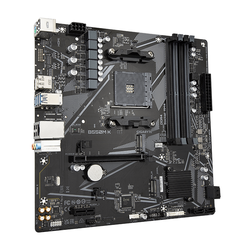 Gigabyte B550 M K Motherboard ports and rear I/O connectivity