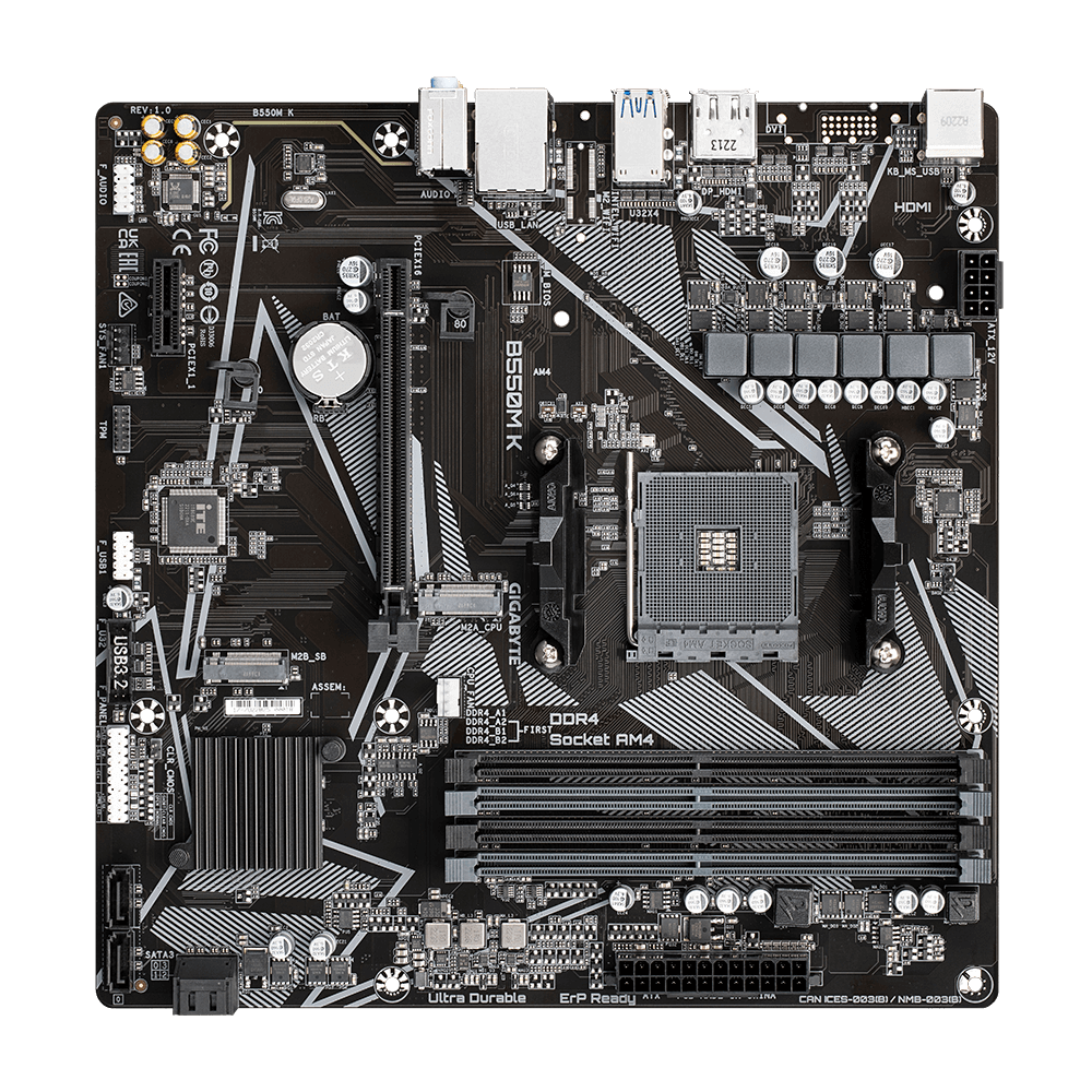 Gigabyte B550 M K Motherboard of PCIe and expansion slots