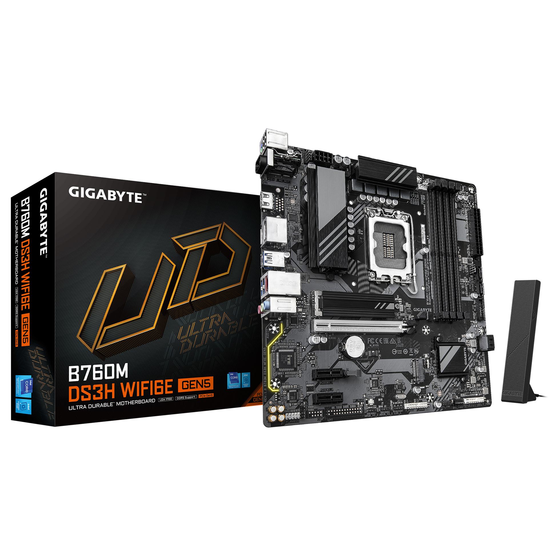 Gigabyte B760M DS3H WiFi6E Gen5 Motherboard with LGA1700 socket